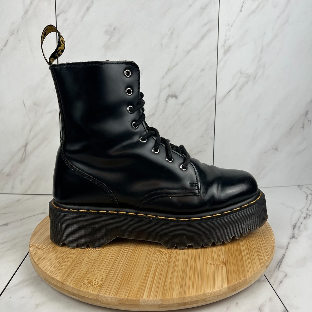 Dr. Doc Martens Jadon Mens Size 10 Black Smooth Leather Platform Combat Boots